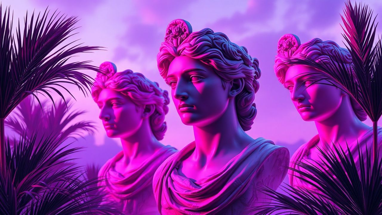 Vintage Vaporwave Roman Busts