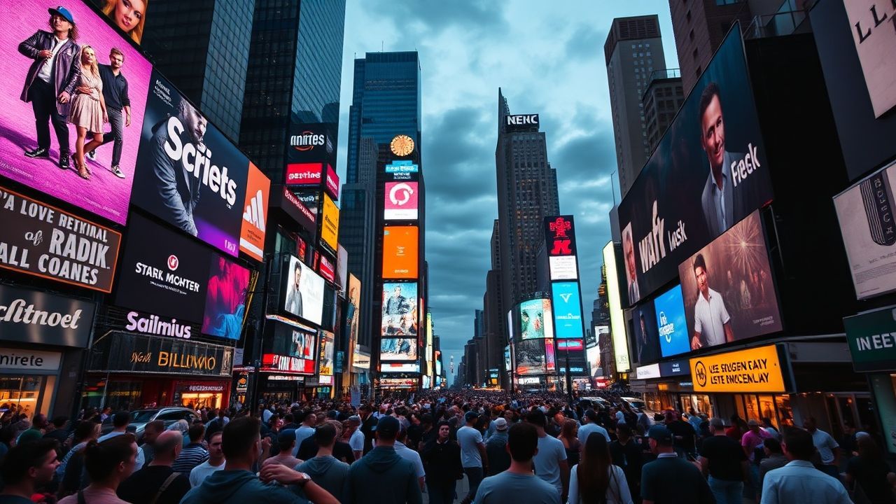 Vibrant Times Square Billboards by Night