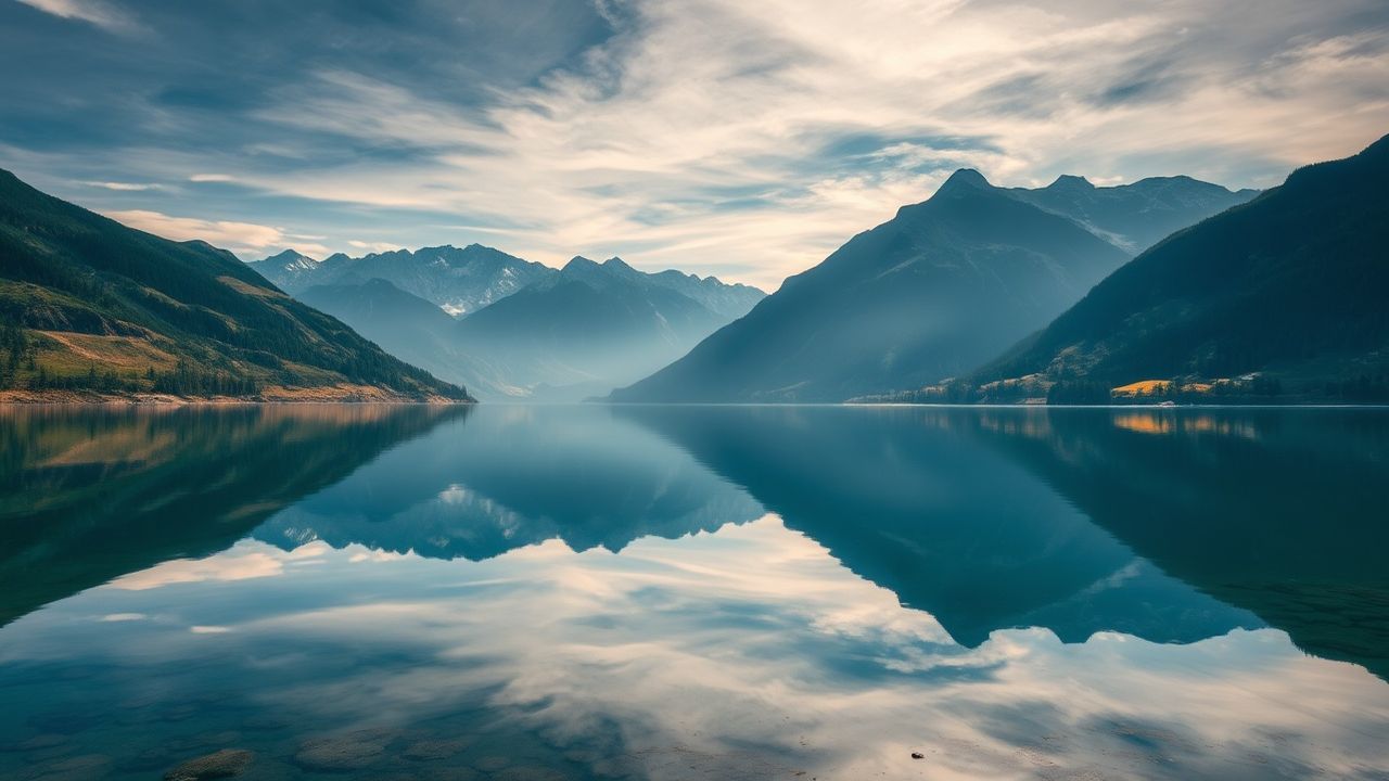 Lush Lake Mirror Mountains Reflections