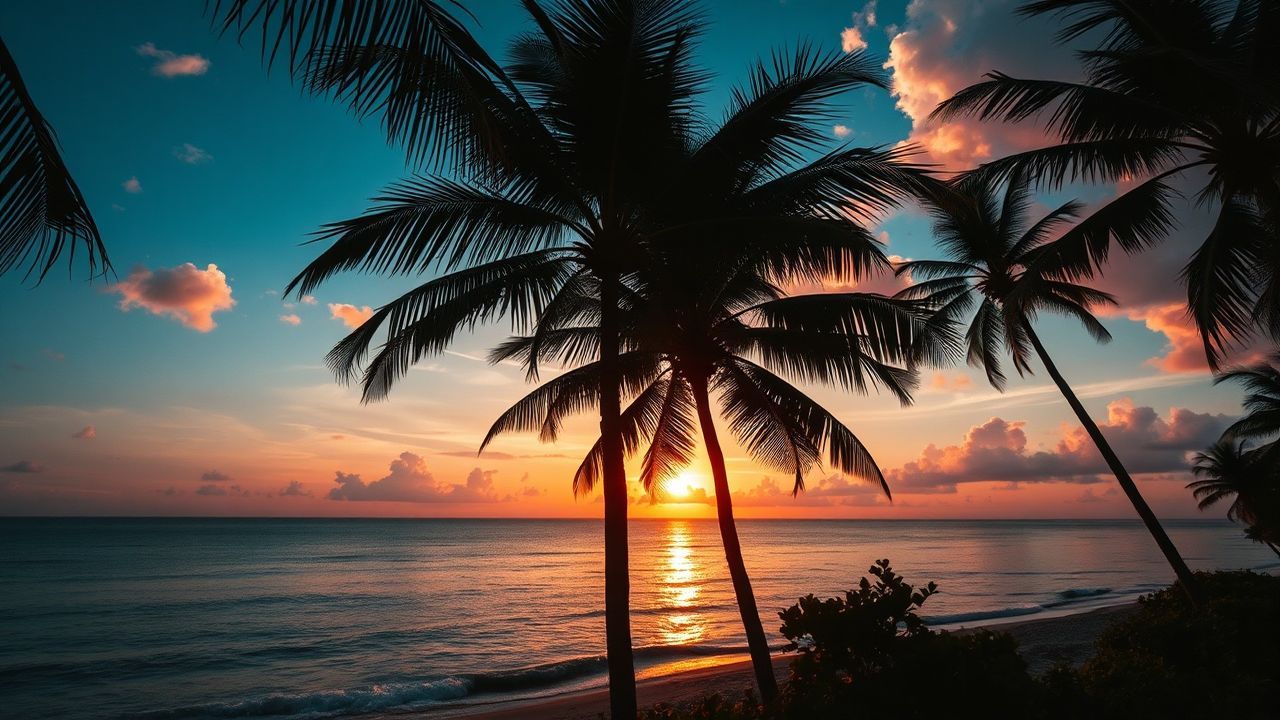 Radiant Palm Silhouettes Orange at Sunset