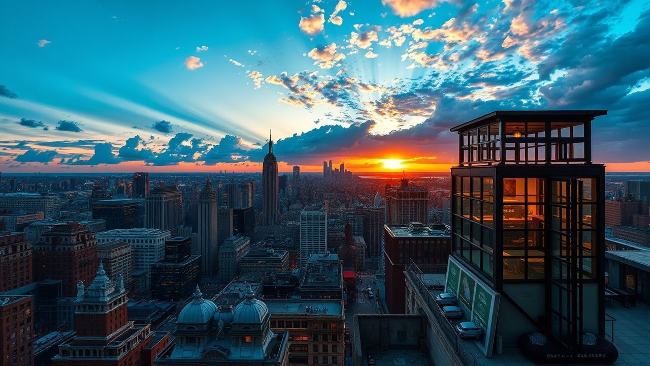 Electric Rooftop Skyline Clouds Panorama