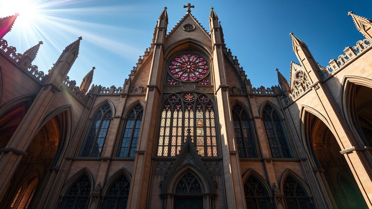 Timeless Gothic Cathedral Buttresses Drama