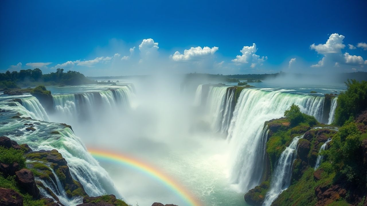 Breathtaking Iguazu Falls Hundreds Panorama
