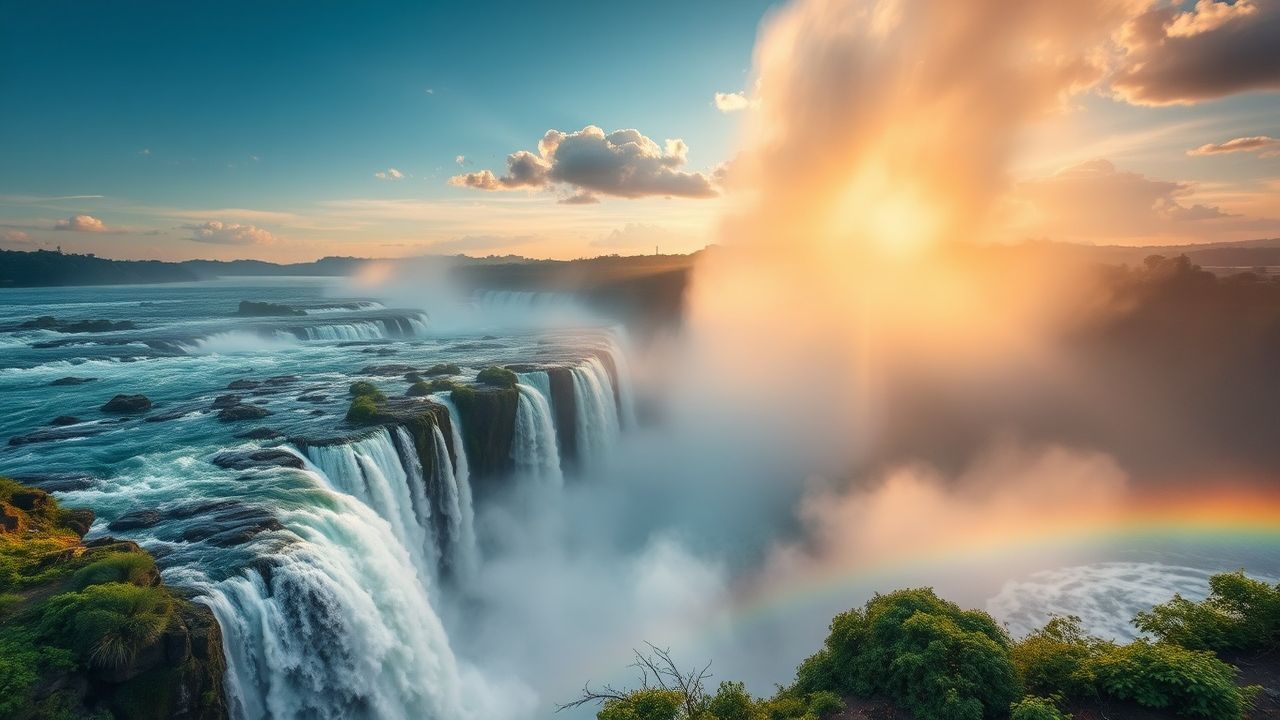 Glorious Iguazu Falls Hundreds Panorama