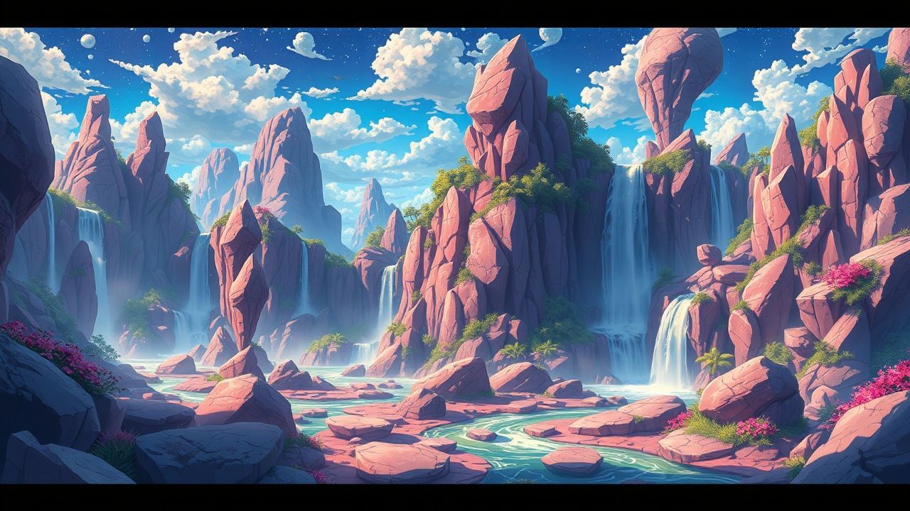 Gentle Fantasy Landscape Floating Magic