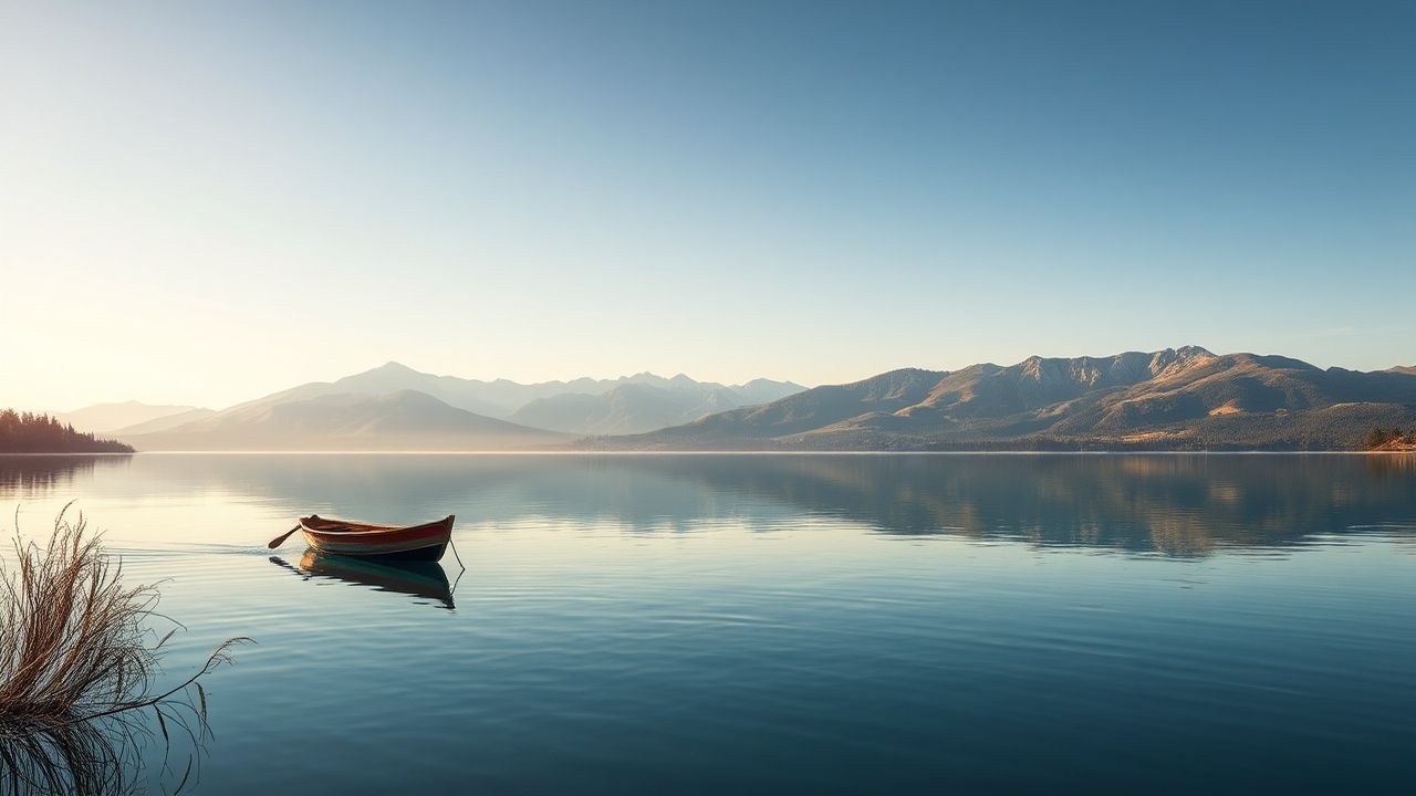 Refined Single Boat Calm Reflections