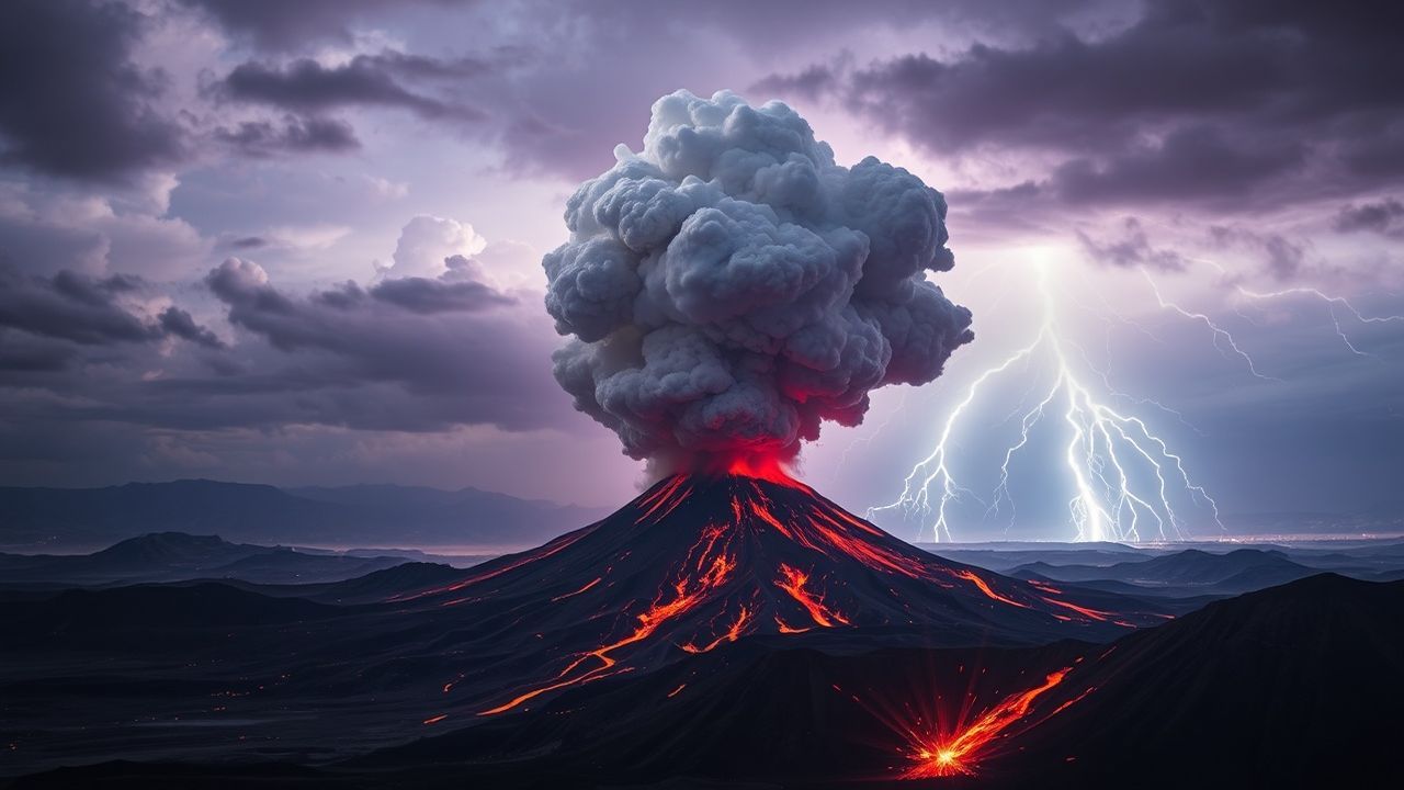 Lush Volcanic Lightning Eruption