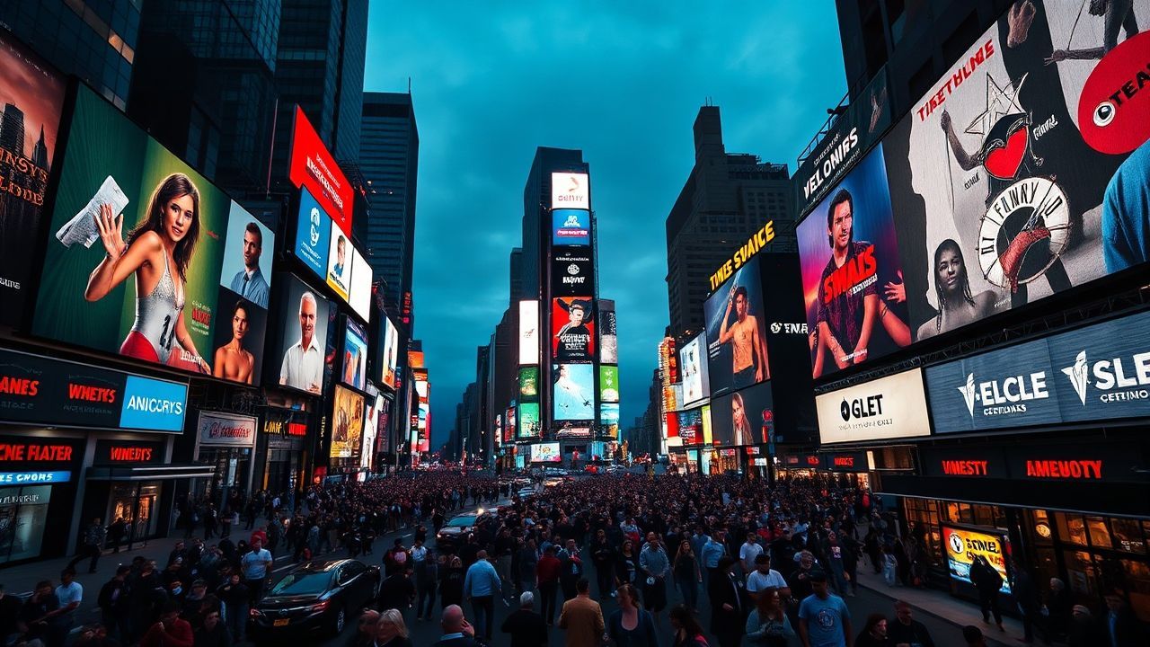 Sleepless Times Square Billboards by Night