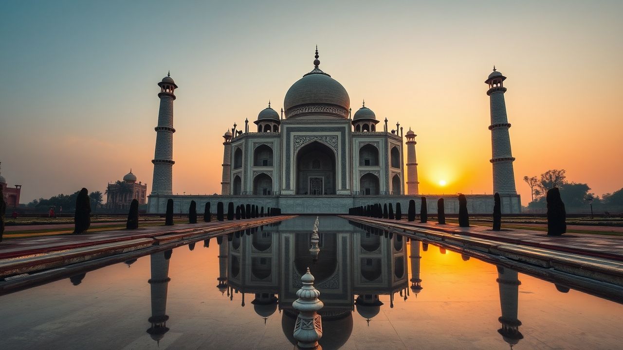 Monumental Taj Mahal Symmetry at Sunrise