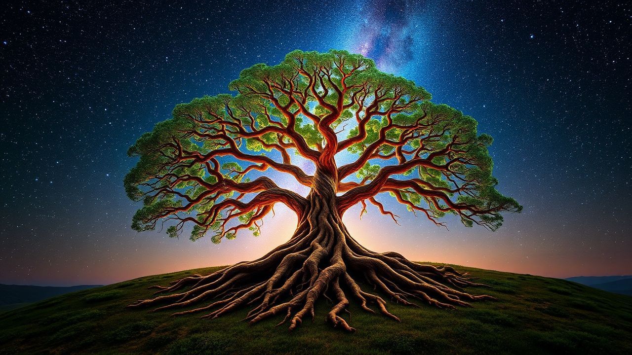 Celestial Yggdrasil World Tree by Night