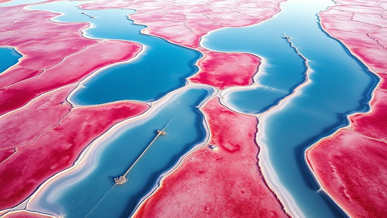 Majestic Salt Ponds Pink from Above