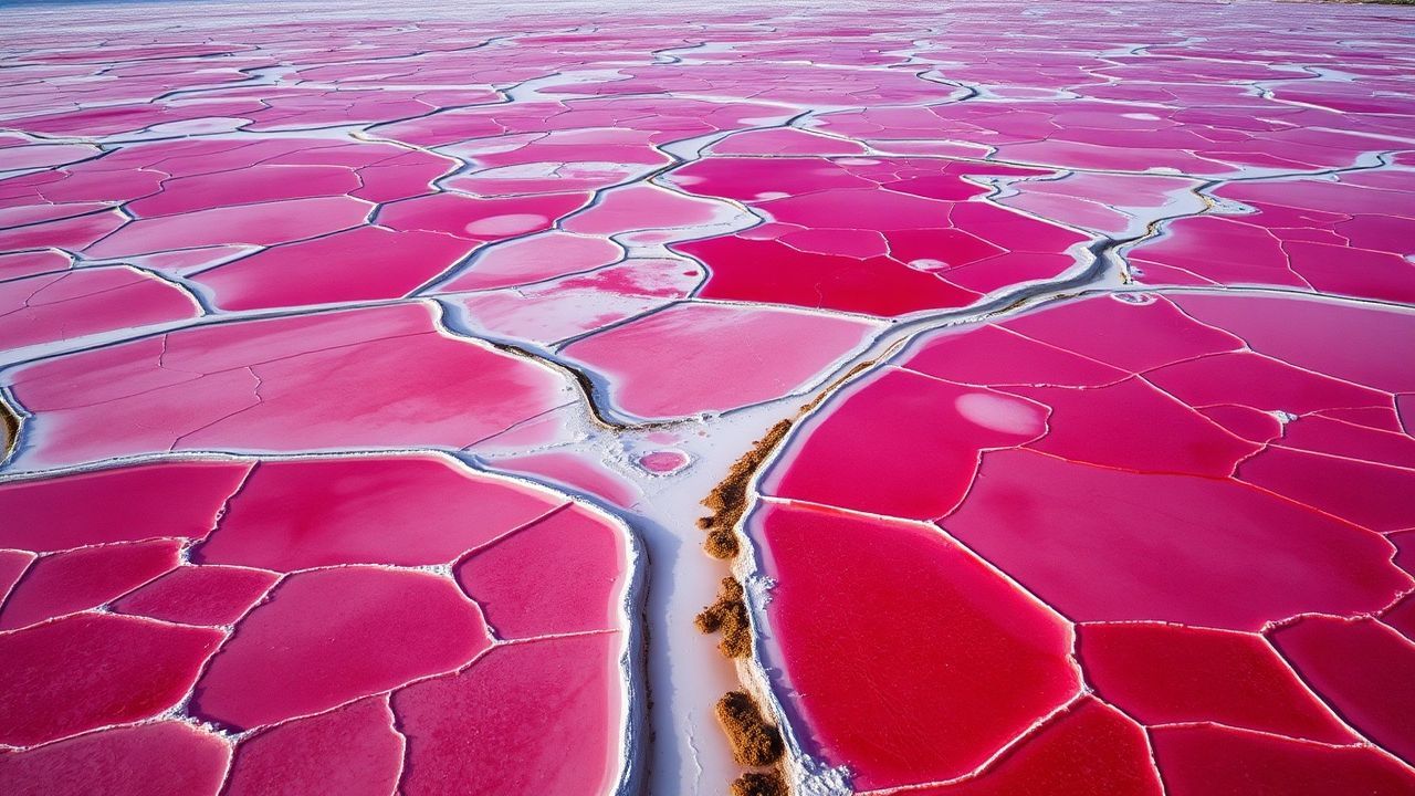 Stunning Salt Ponds Pink from Above