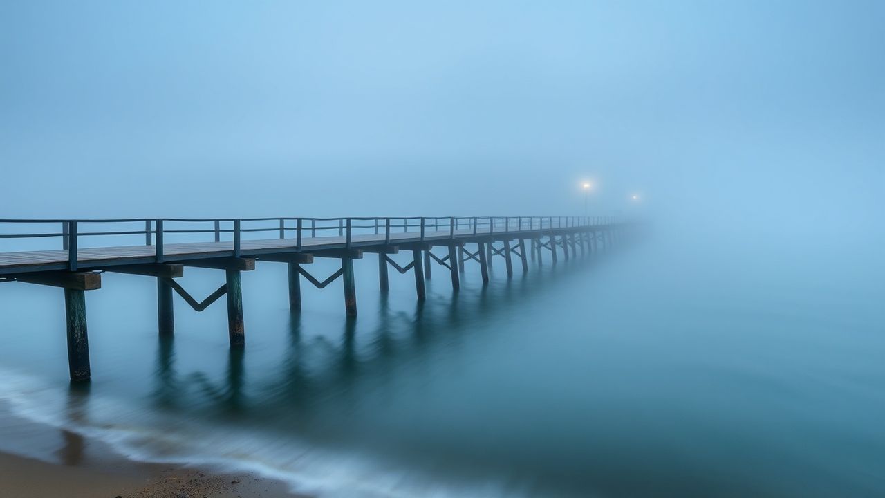 Elegant Foggy Pier Disappearing