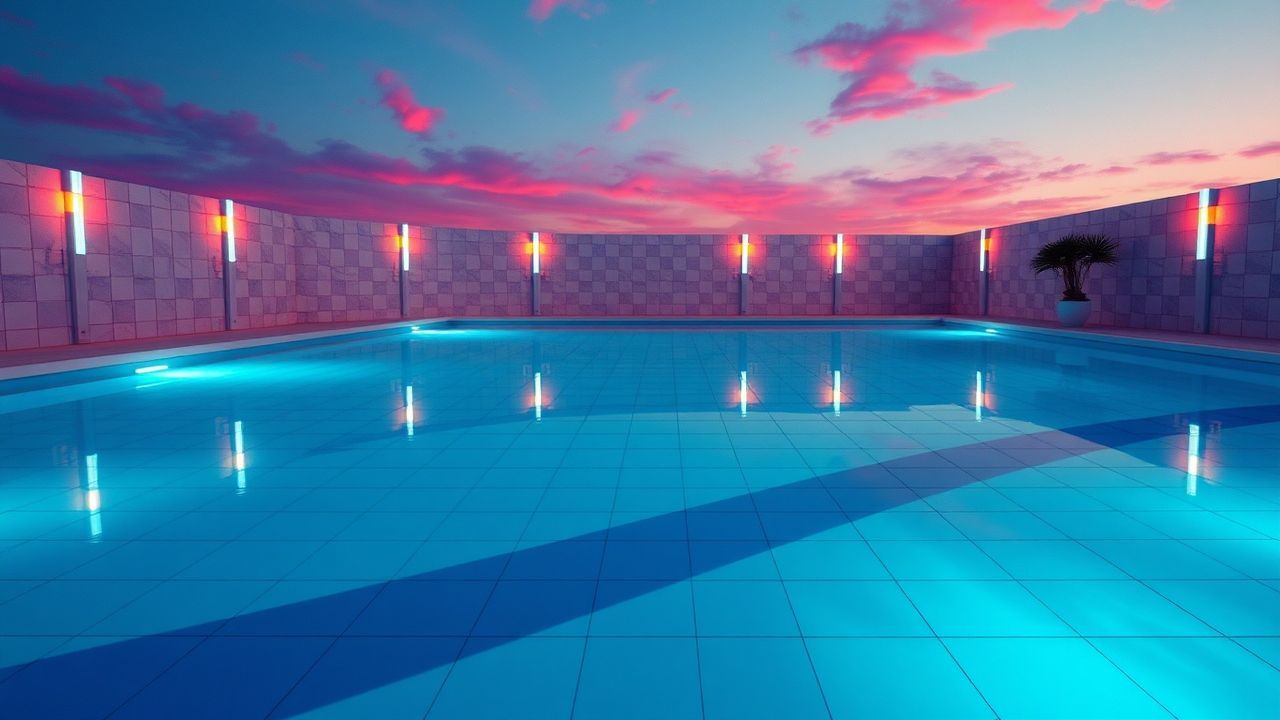 Neon Liminal Pool Empty