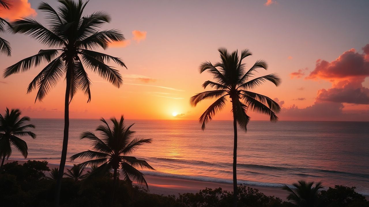 Radiant Palm Silhouettes Orange at Sunset