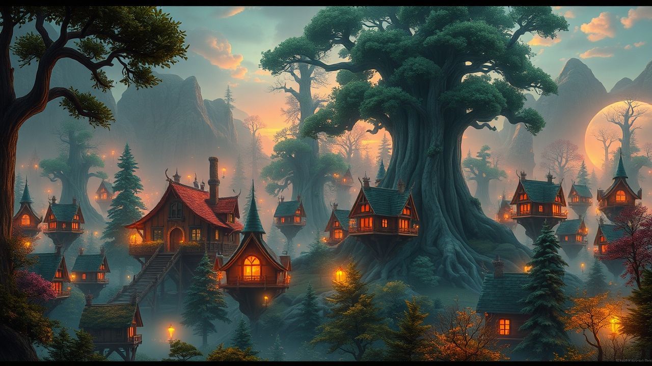 Enchanted Elven City Treehouses Magic