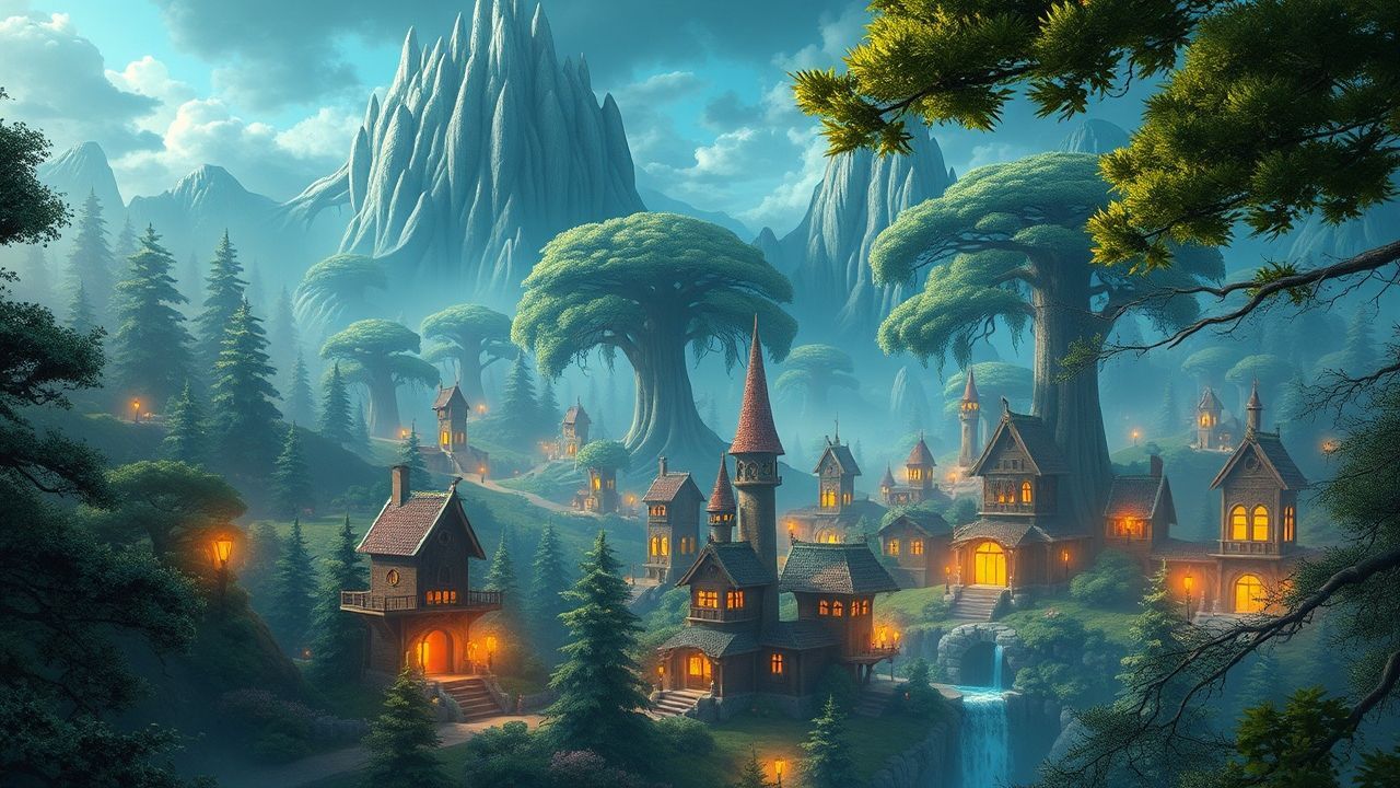 Mythical Elven City Treehouses Magic