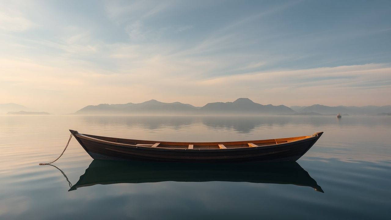 Quiet Single Boat Calm Reflections
