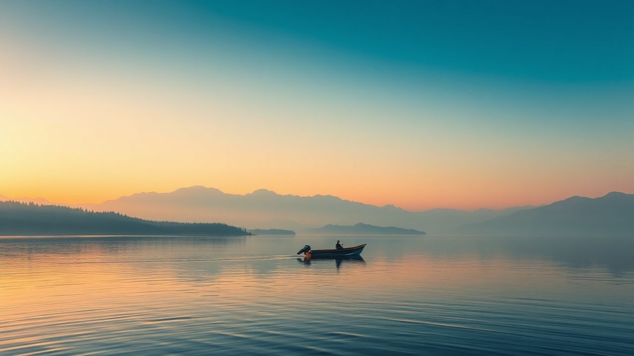 Elegant Single Boat Calm Reflections