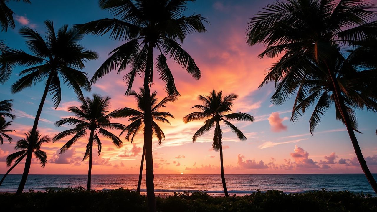 Stunning Palm Silhouettes Orange at Sunset