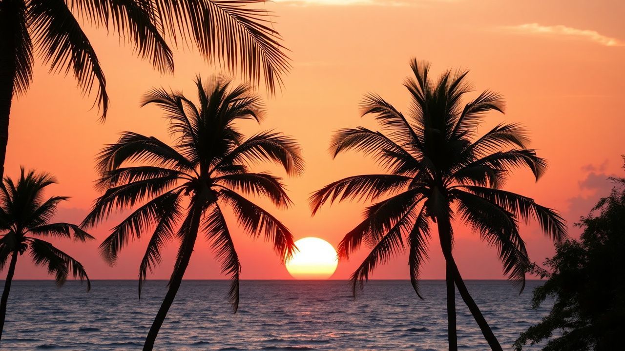 Dramatic Palm Silhouettes Orange at Sunset