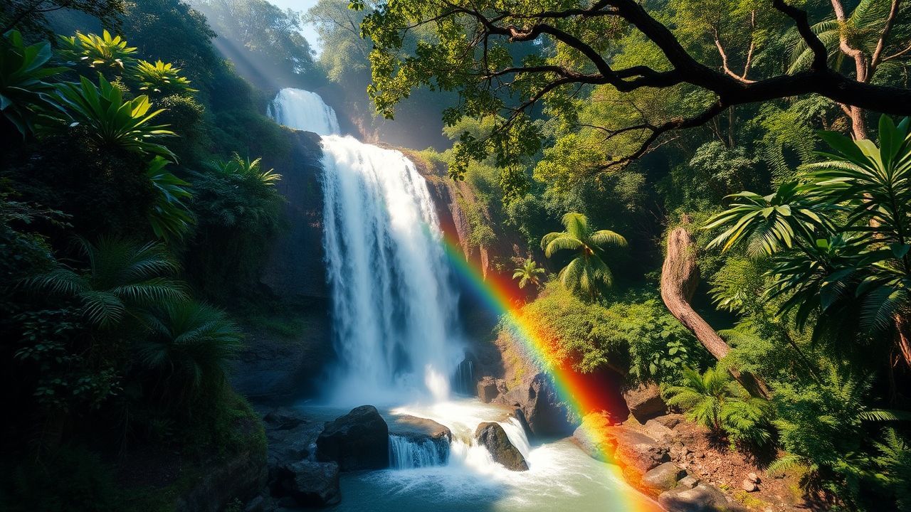 Glorious Jungle Waterfall Hidden in the Mist