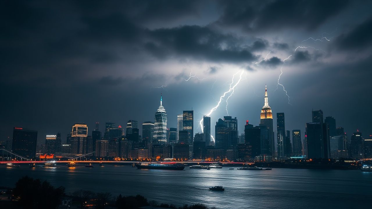 Glorious Lightning Bolt City by Night