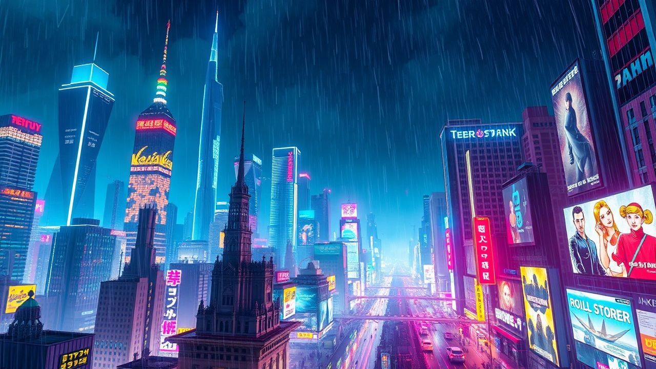 Digital Cyberpunk Megacity Endless Neon Dreams