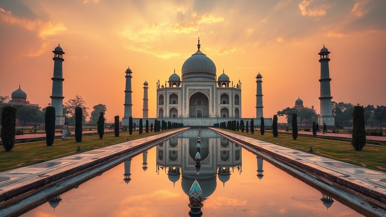 Timeless Taj Mahal Symmetry at Sunrise