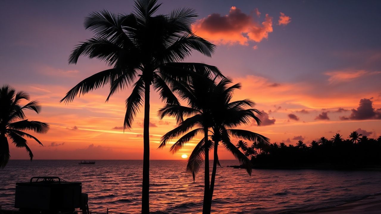 Golden Palm Silhouettes Orange at Sunset
