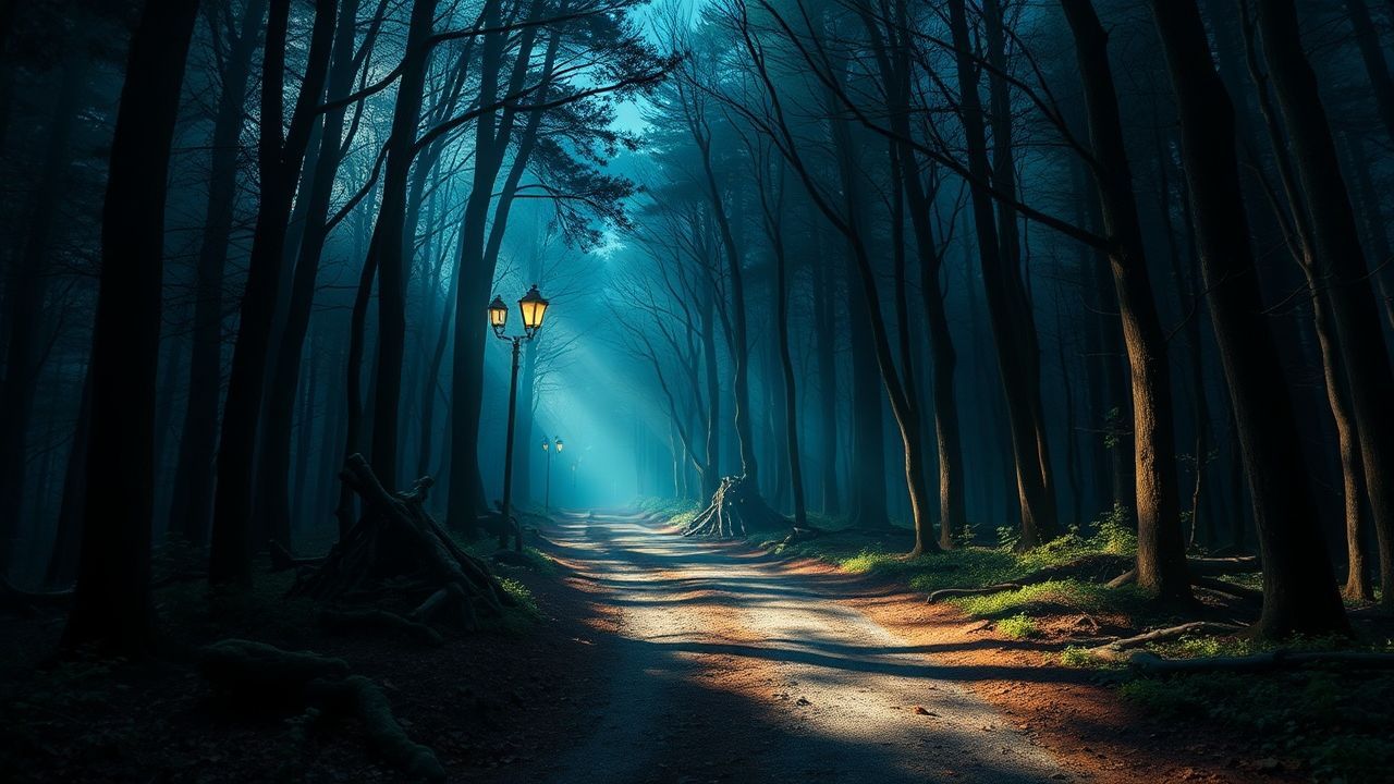 Eerie Dark Forest Path Glow
