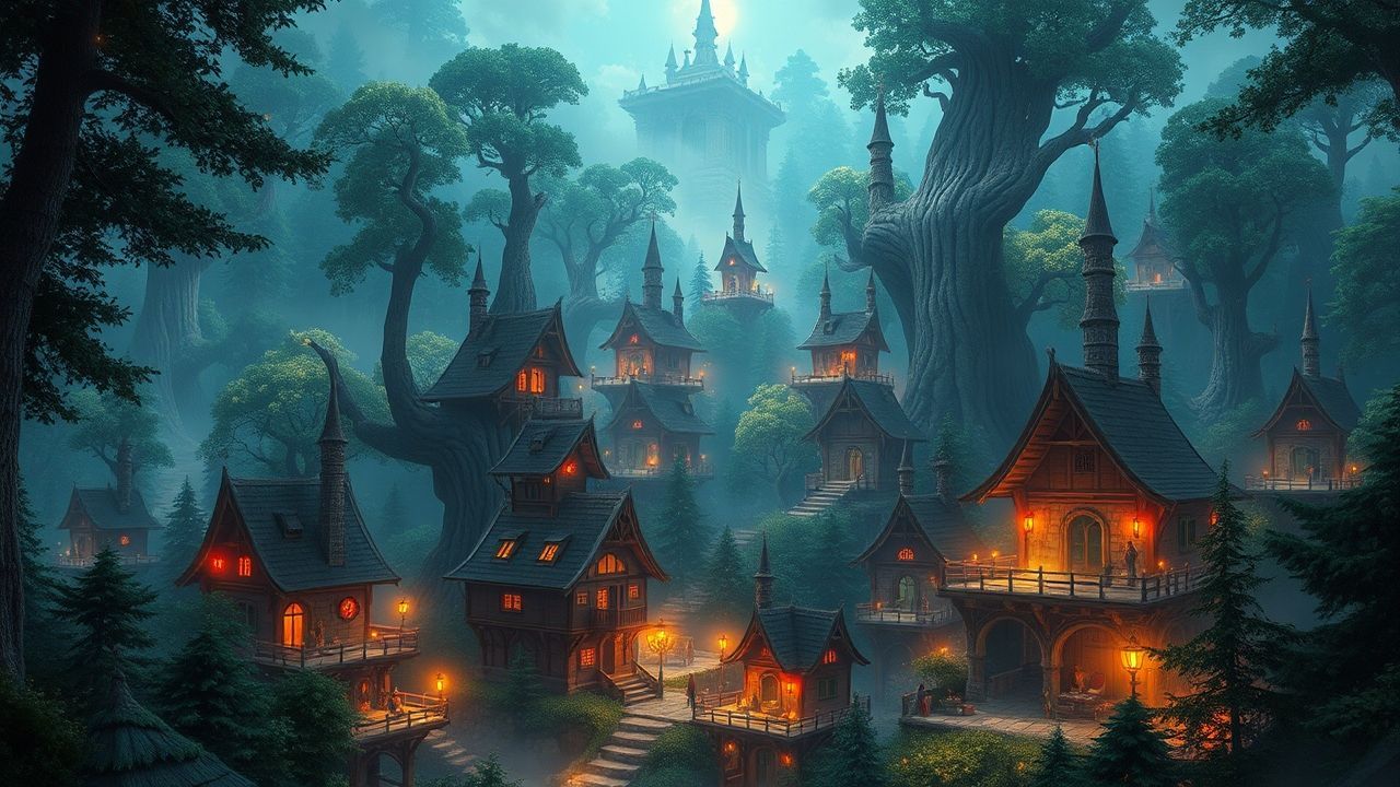 Ethereal Elven City Treehouses Magic