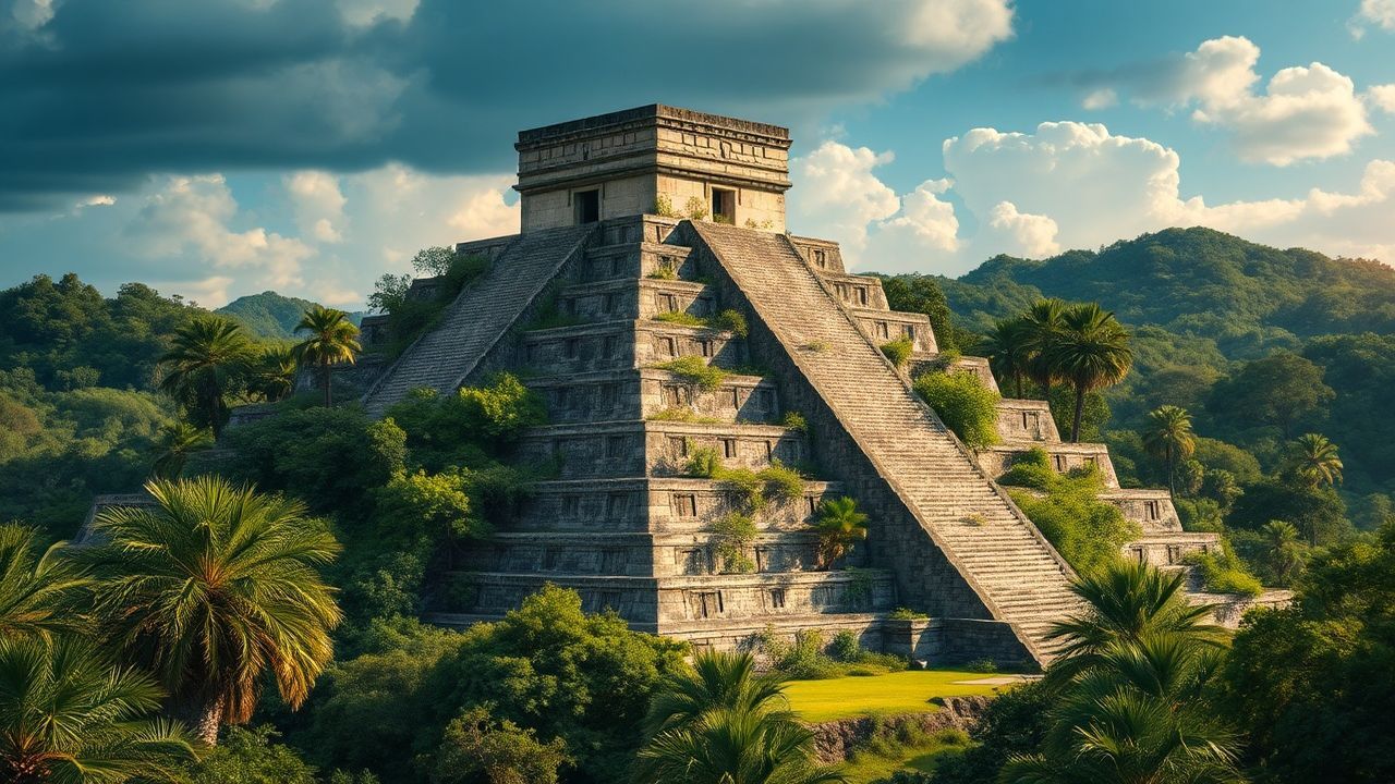 Sacred Mayan Pyramid Jungle Ruins