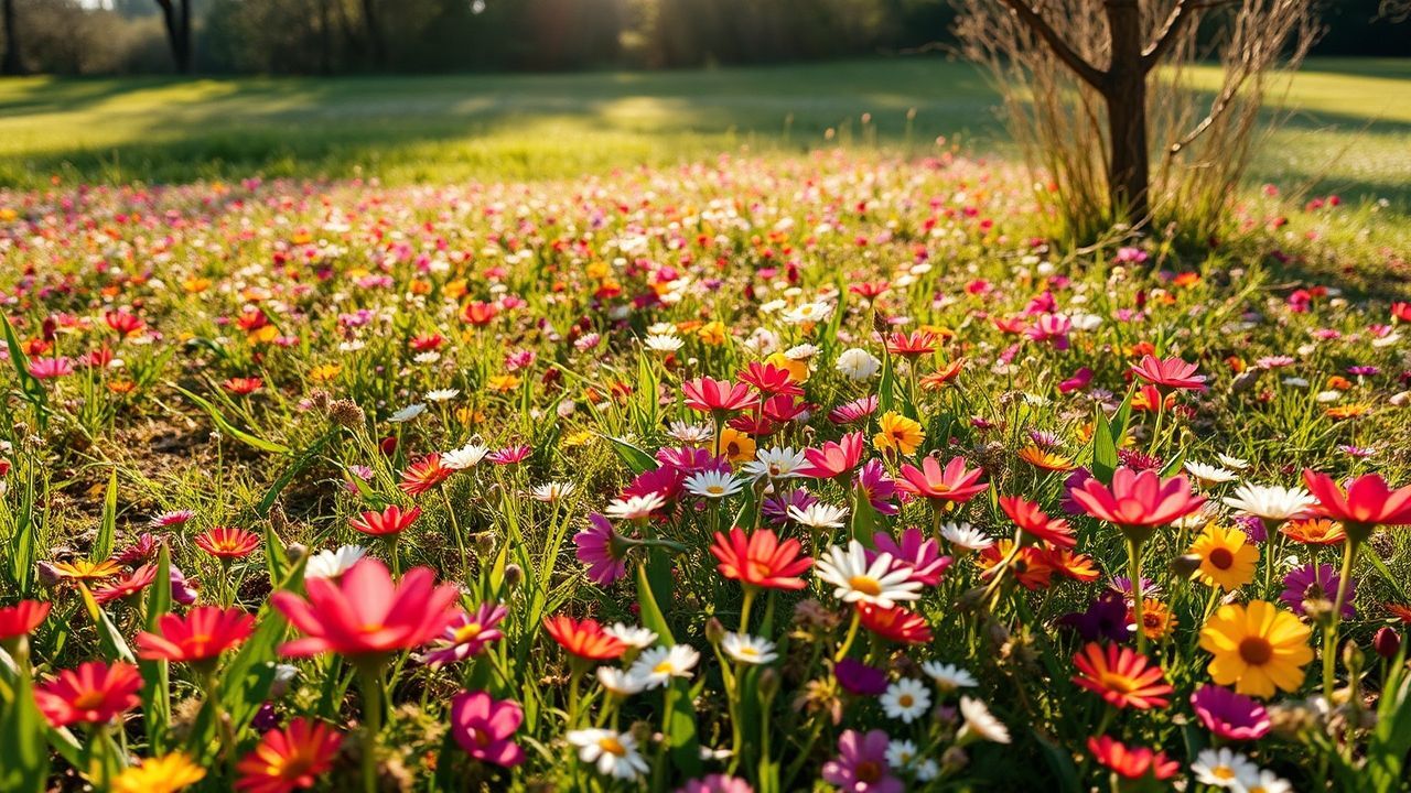Pristine Meadow Wildflowers Carpet in Spring