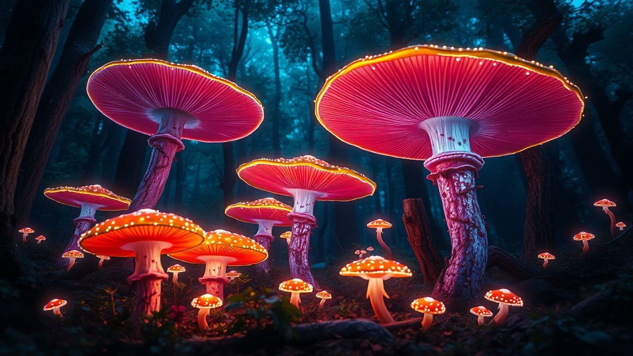 Fabled Bioluminescent Mushroom Forest Glow