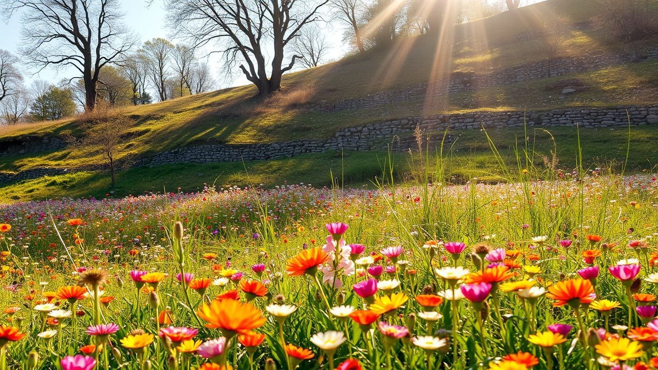 Stunning Meadow Wildflowers Carpet in Spring