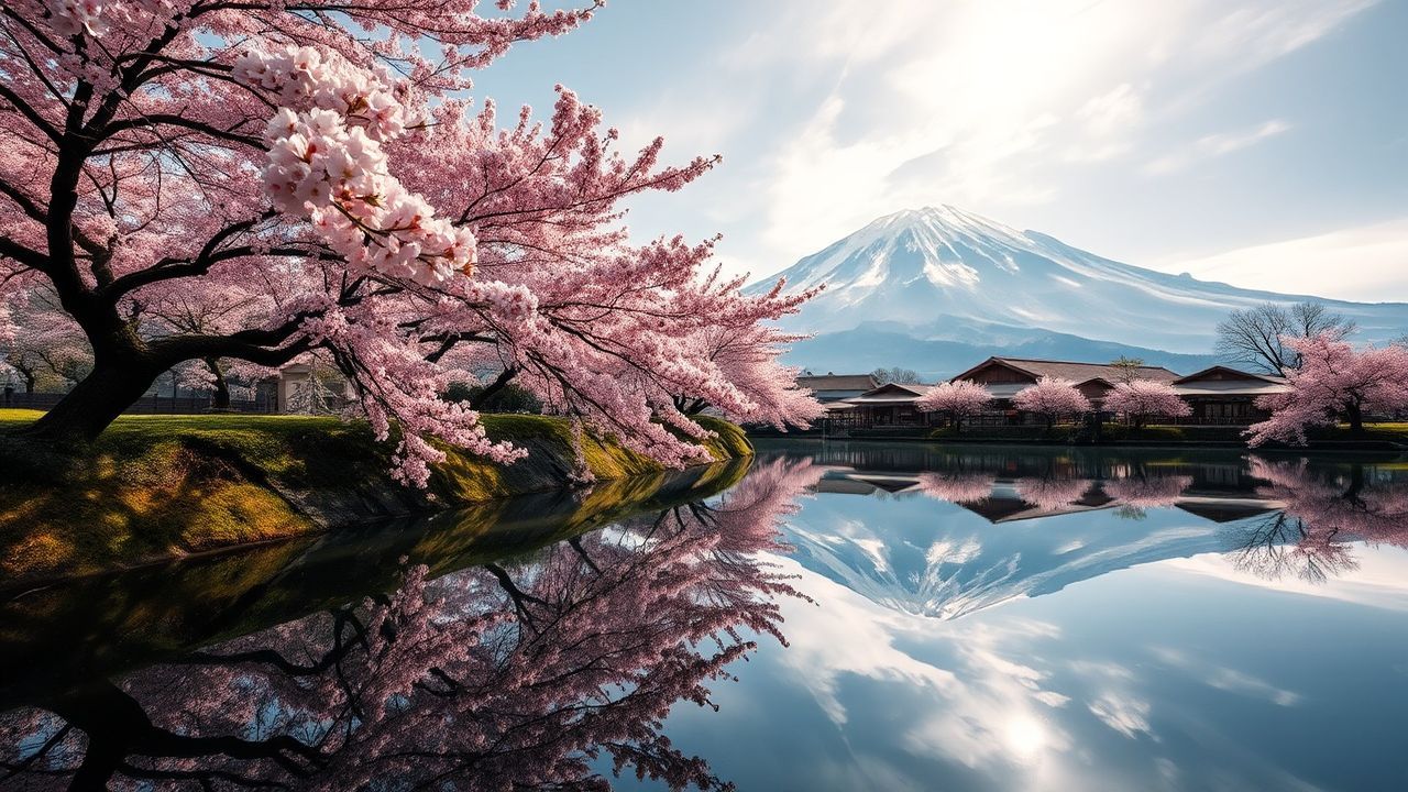 Wild Mt. Fuji Cherry Blossoms in Spring