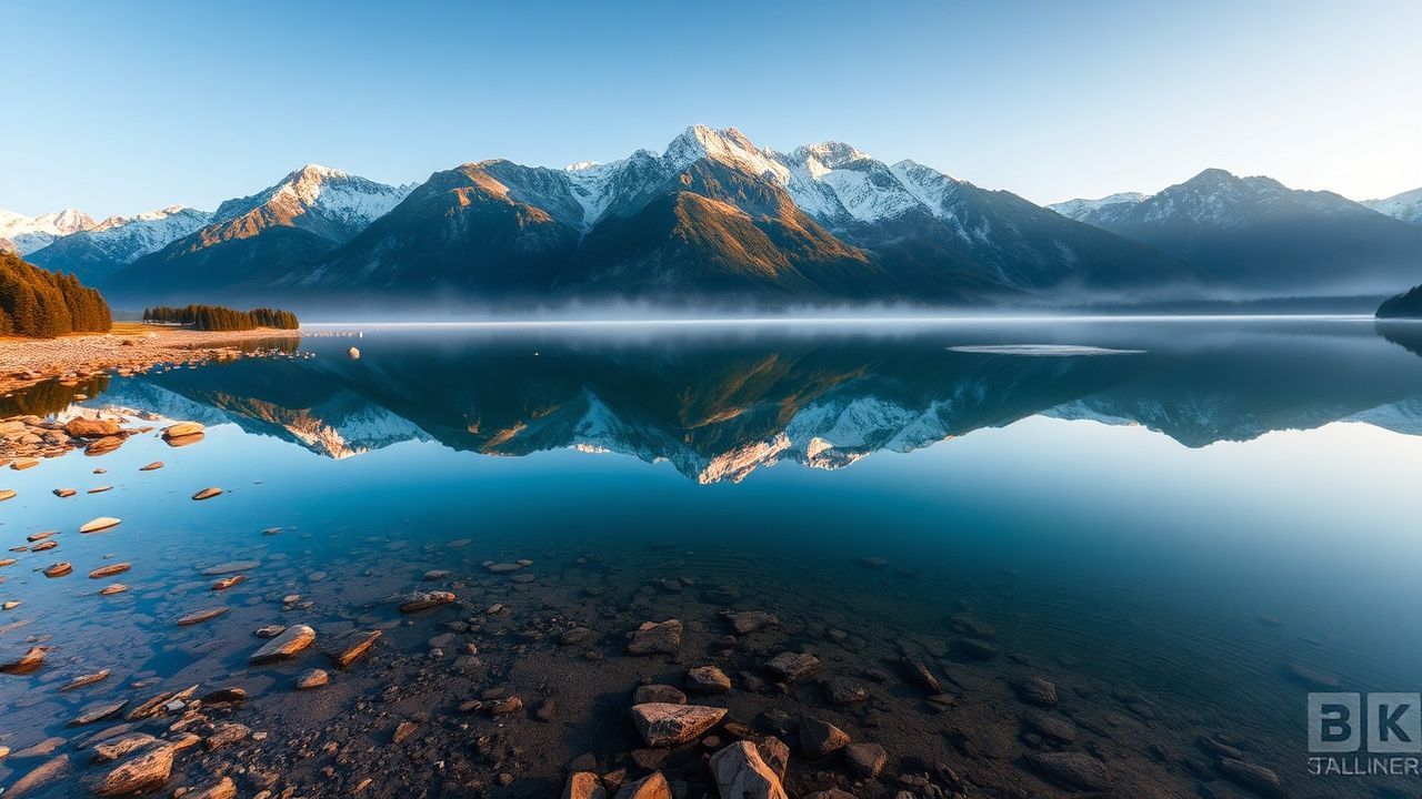 Tranquil Lake Mirror Mountains Reflections
