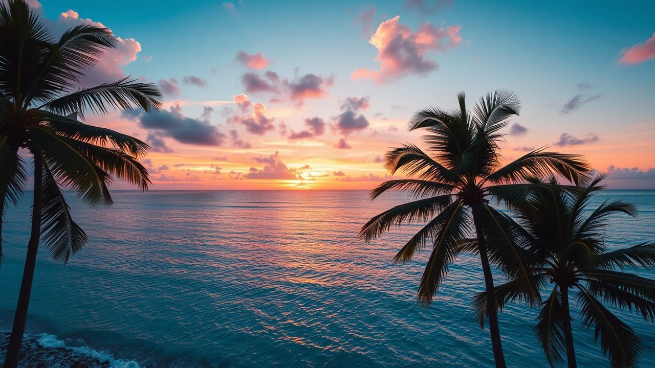 Radiant Palm Silhouettes Orange at Sunset