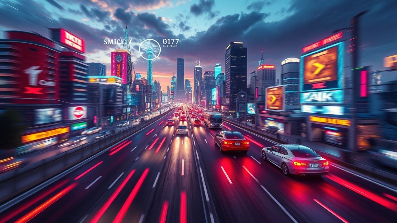Digital Flying Cars Traffic Neon Dreams