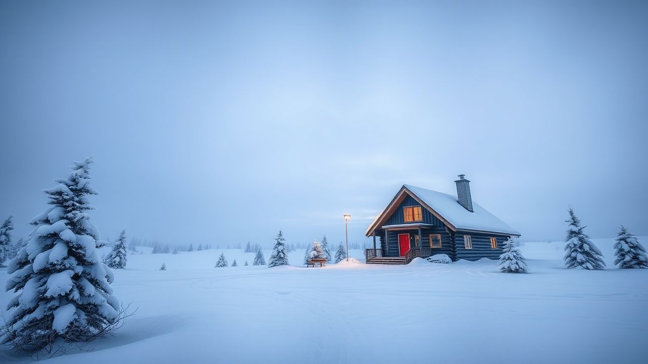 Subtle Nordic Cabin Isolation in Winter
