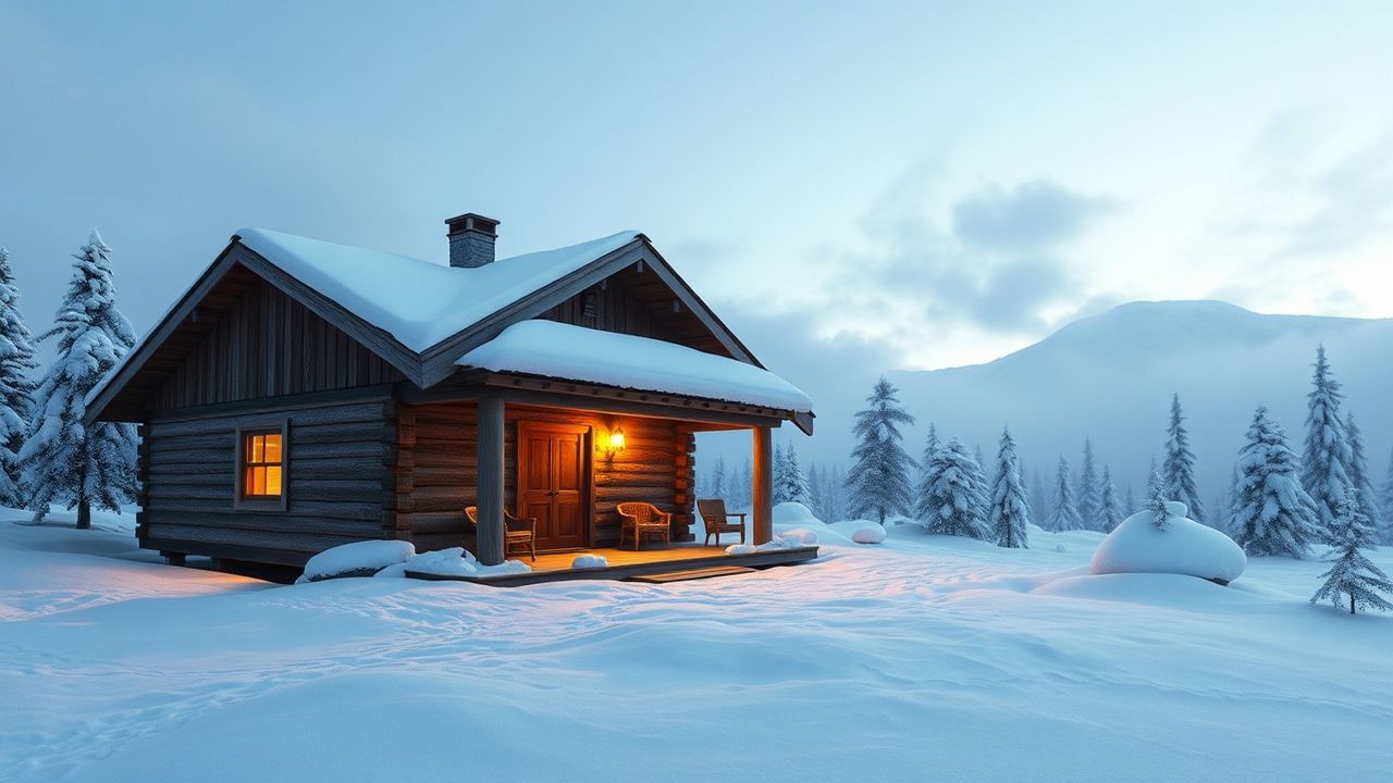 Ethereal Nordic Cabin Isolation in Winter