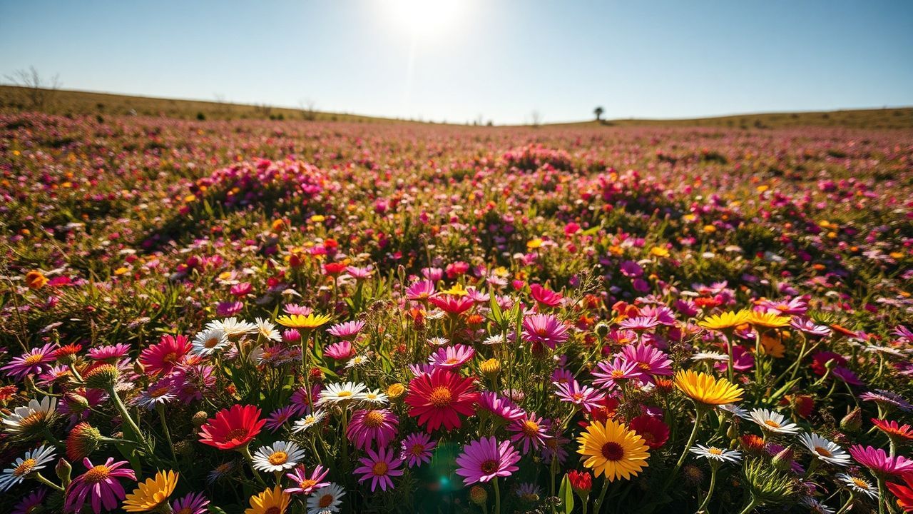 Dramatic Meadow Wildflowers Carpet in Spring