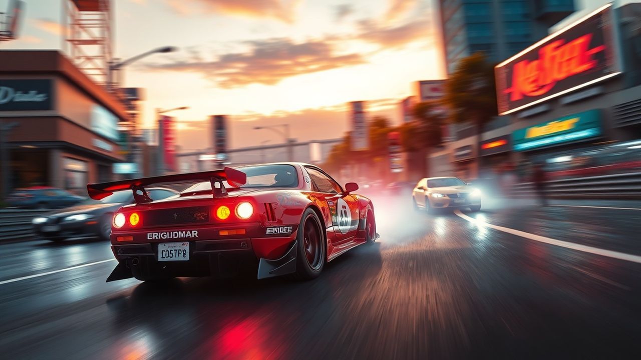 Digital Street Race Modified Neon Dreams