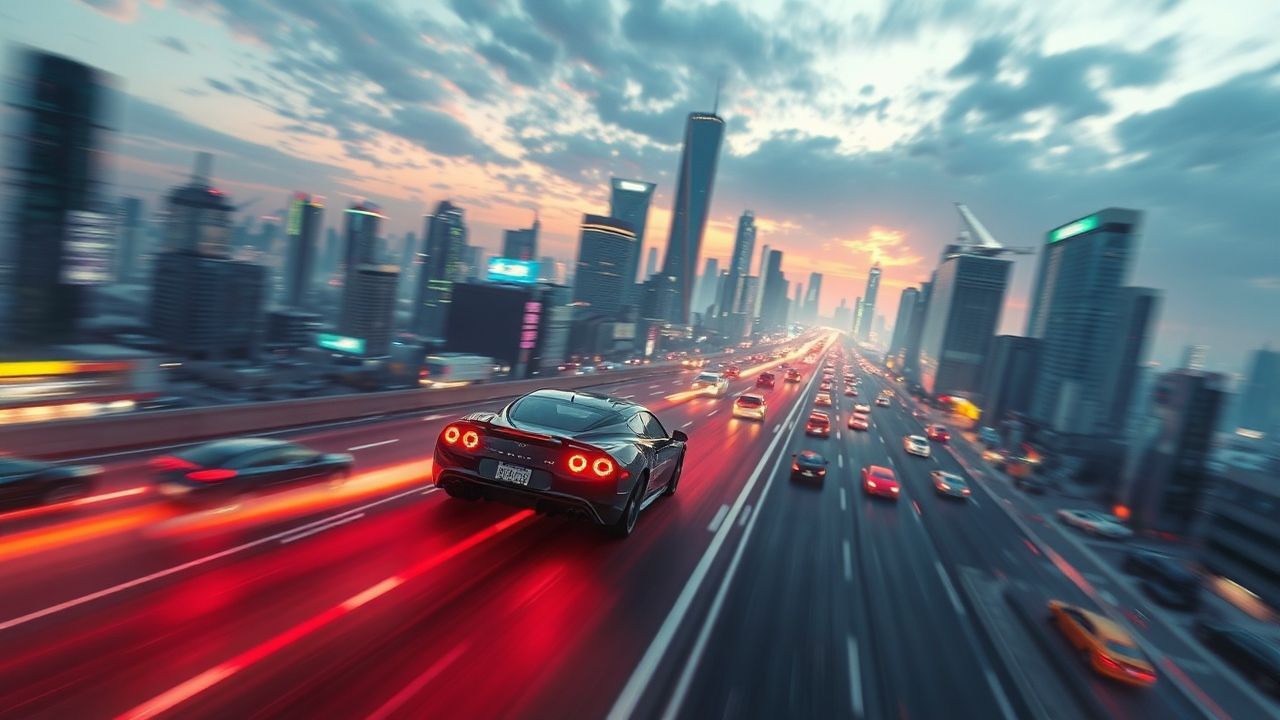 Holographic Flying Cars Traffic Neon Dreams