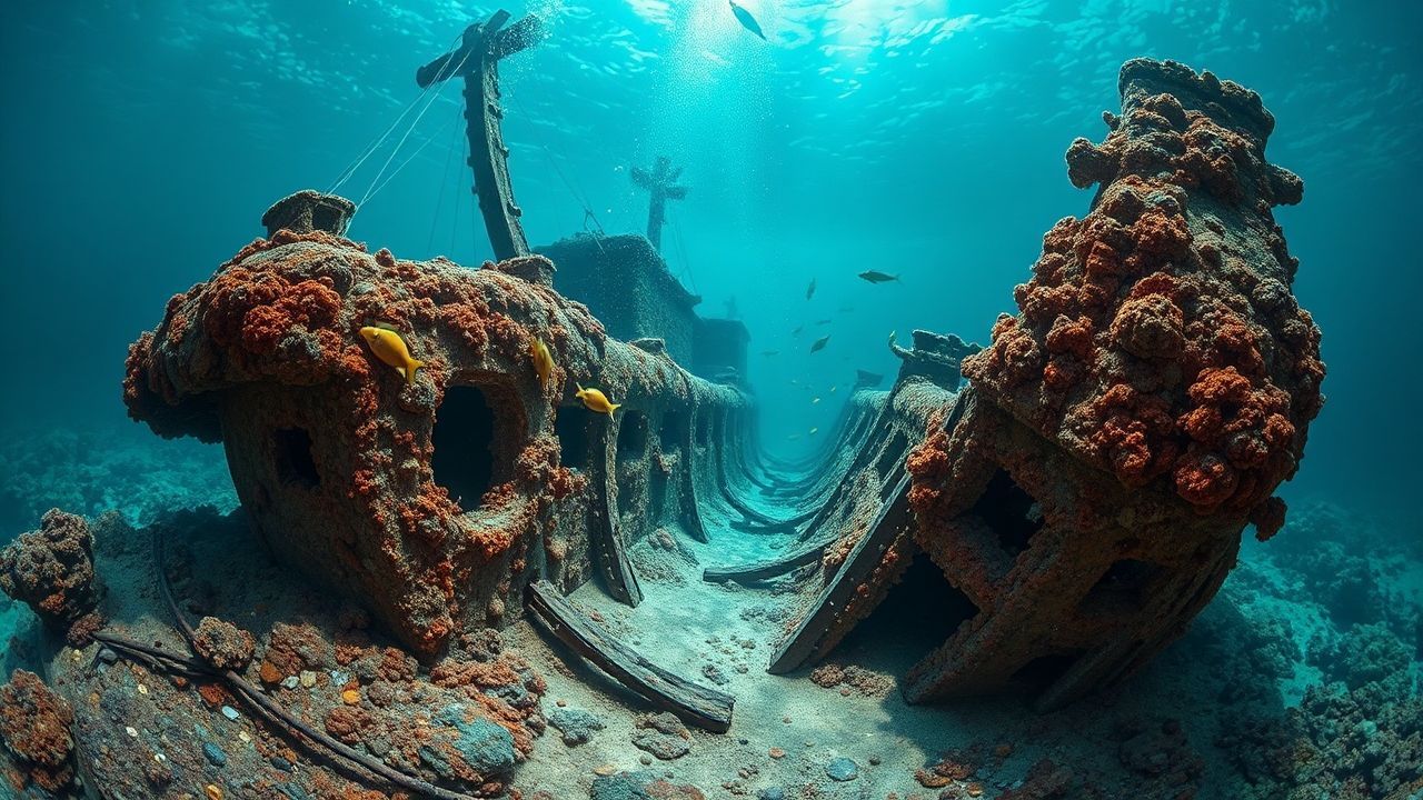 Shimmering Shipwreck Coral Encrusted