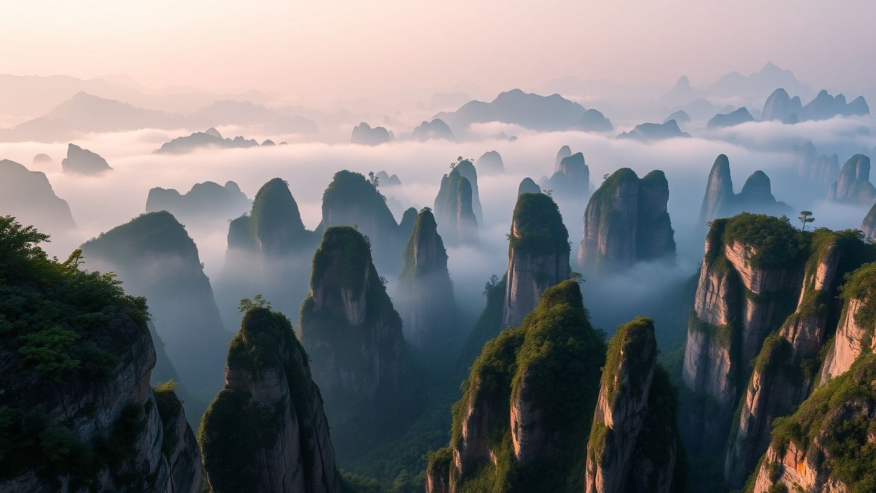 Dramatic China Zhangjiajie Avatar in the Mist