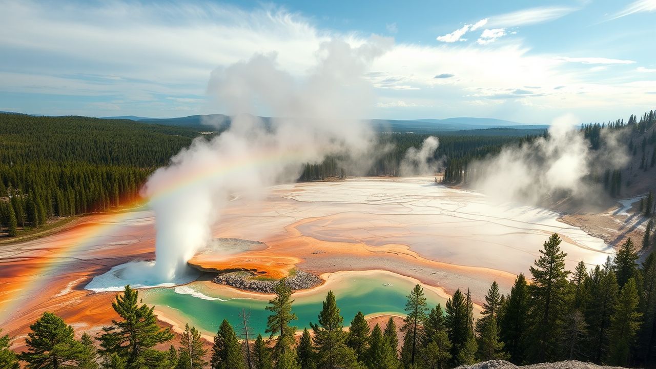 Golden Grand Prismatic Rainbow in Spring