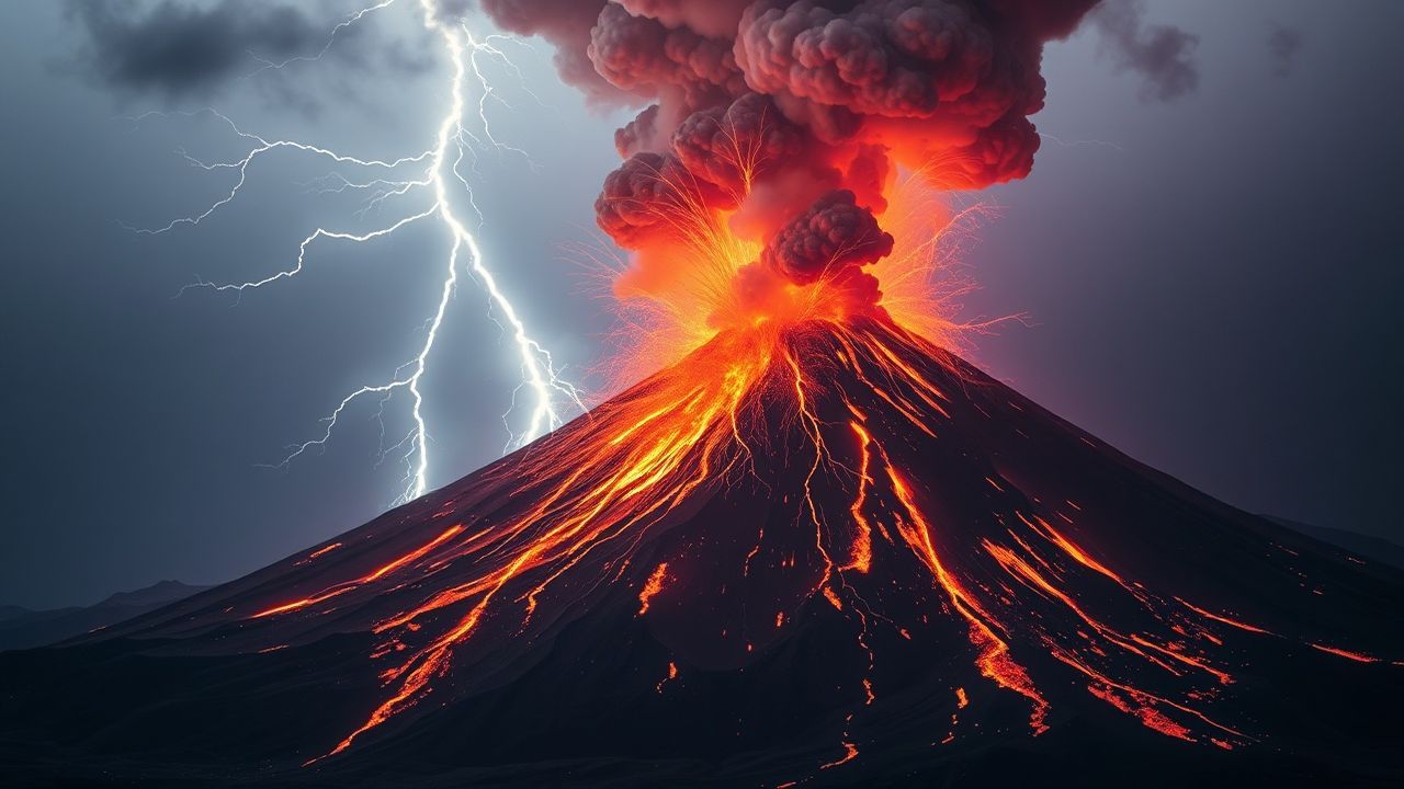 Lush Volcanic Lightning Eruption