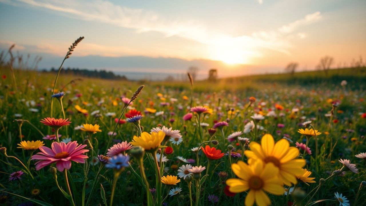 Golden Meadow Wildflowers Carpet in Spring